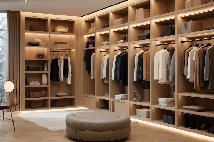 organisierter kleiderschrank.